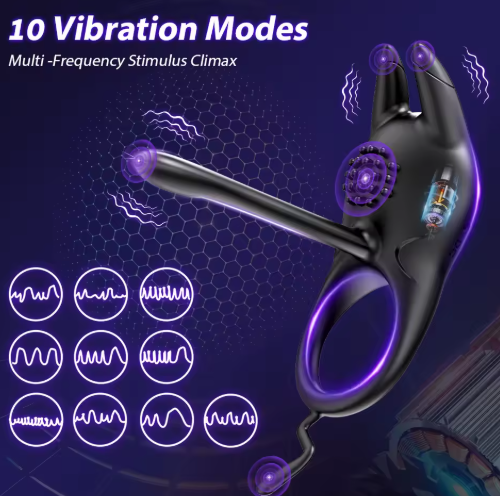 Vibrating Cock Ring with Clit and G Spot Stimulation