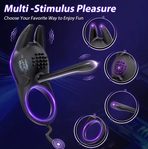 Vibrating Cock Ring with Clit and G Spot Stimulation